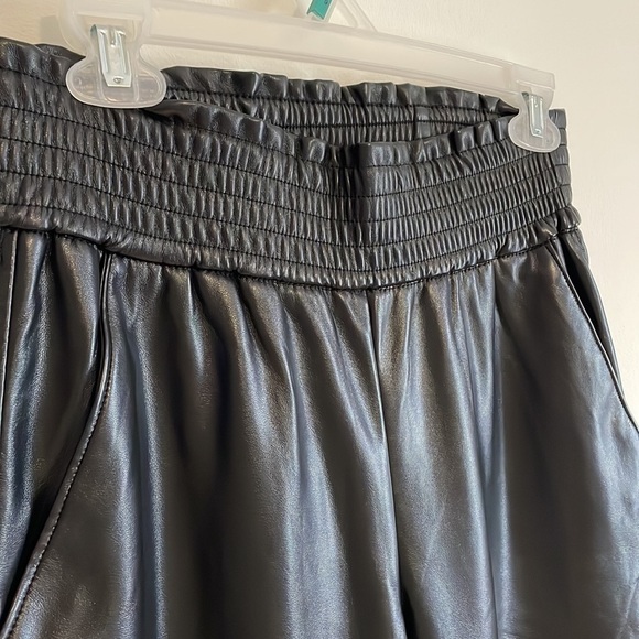 Edgy Joie Vegan Leather Pants Black SM PU Straight Paper Bag Contemporary Chic - Picture 8 of 16